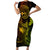 Hawaii Family Matching Short Sleeve Bodycon Dress and Hawaiian Shirt Fish Hook Tattoo Mix Polynesian Plumeria Reggae Version - Wonder Print Shop