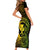 Hawaii Family Matching Short Sleeve Bodycon Dress and Hawaiian Shirt Fish Hook Tattoo Mix Polynesian Plumeria Reggae Version - Wonder Print Shop