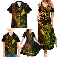 Hawaii Family Matching Summer Maxi Dress and Hawaiian Shirt Fish Hook Tattoo Mix Polynesian Plumeria Reggae Version - Wonder Print Shop