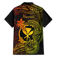 Hawaii Family Matching Tank Maxi Dress and Hawaiian Shirt Fish Hook Tattoo Mix Polynesian Plumeria Reggae Version - Wonder Print Shop
