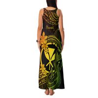 Hawaii Family Matching Tank Maxi Dress and Hawaiian Shirt Fish Hook Tattoo Mix Polynesian Plumeria Reggae Version - Wonder Print Shop