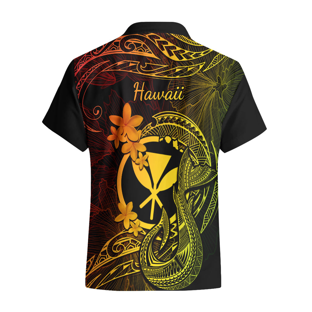 Hawaii Hawaiian Shirt Fish Hook Tattoo Mix Polynesian Plumeria Reggae Version - Wonder Print Shop