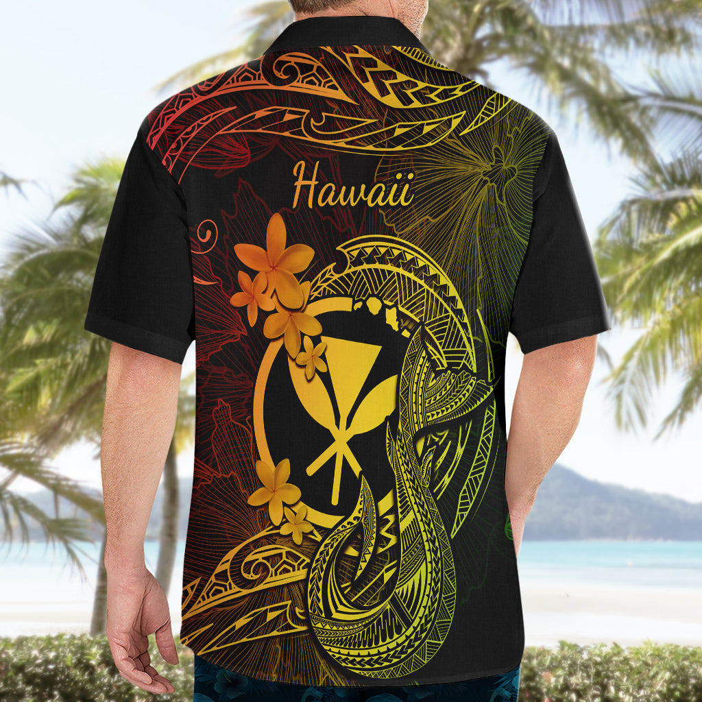 Hawaii Hawaiian Shirt Fish Hook Tattoo Mix Polynesian Plumeria Reggae Version - Wonder Print Shop
