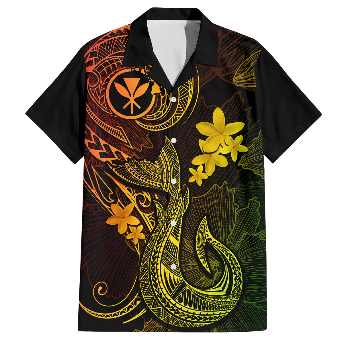 Hawaii Kid Hawaiian Shirt Fish Hook Tattoo Mix Polynesian Plumeria Reggae Version - Wonder Print Shop