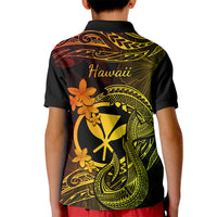 Hawaii Kid Polo Shirt Fish Hook Tattoo Mix Polynesian Plumeria Reggae Version - Wonder Print Shop
