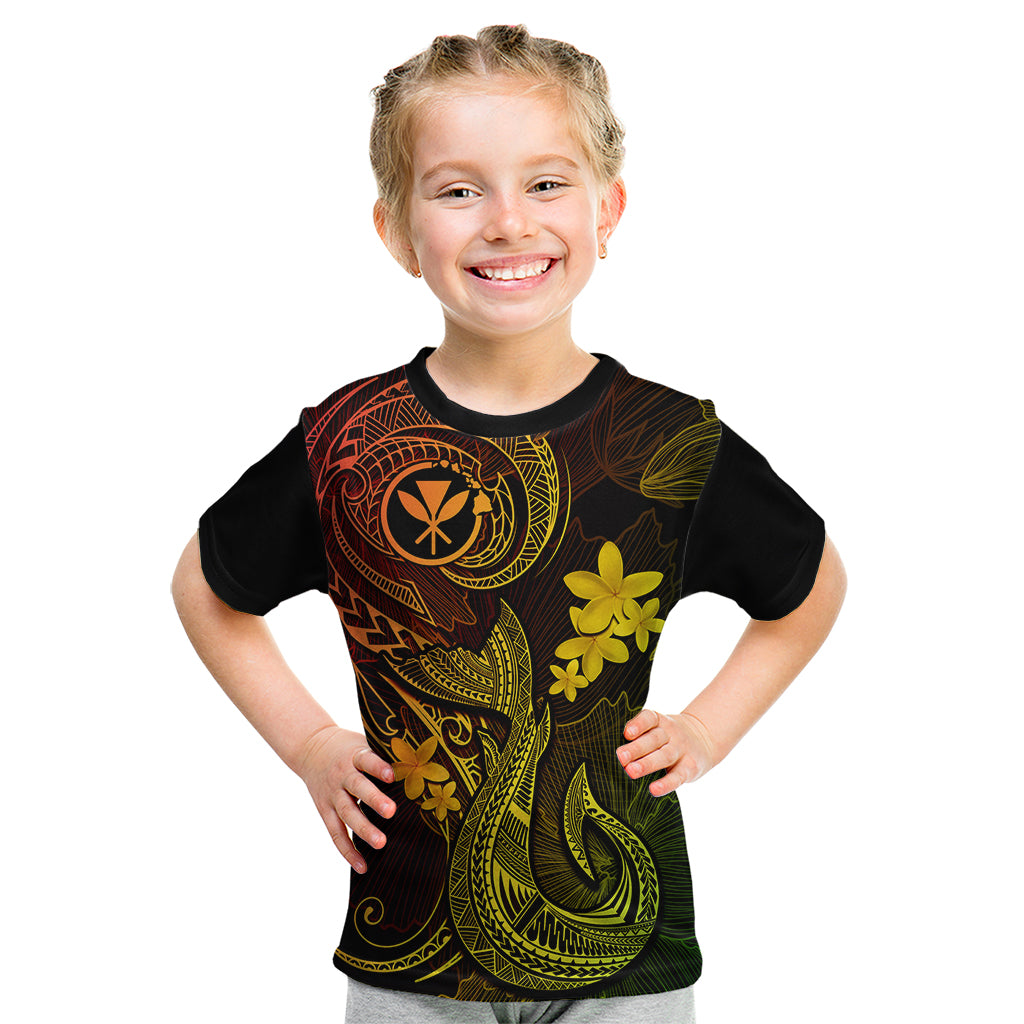 Hawaii Kid T Shirt Fish Hook Tattoo Mix Polynesian Plumeria Reggae Version - Wonder Print Shop