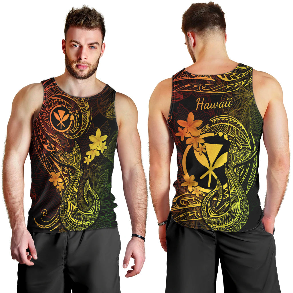 hawaii-men-tank-top-fish-hook-tattoo-mix-polynesian-plumeria-reggae-version