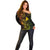 Hawaii Off Shoulder Sweater Fish Hook Tattoo Mix Polynesian Plumeria Reggae Version - Wonder Print Shop