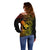 Hawaii Off Shoulder Sweater Fish Hook Tattoo Mix Polynesian Plumeria Reggae Version - Wonder Print Shop