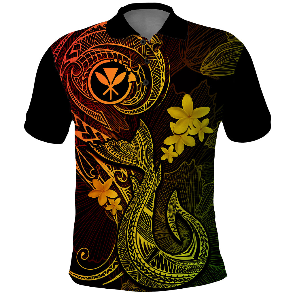 Hawaii Polo Shirt Fish Hook Tattoo Mix Polynesian Plumeria Reggae Version - Wonder Print Shop