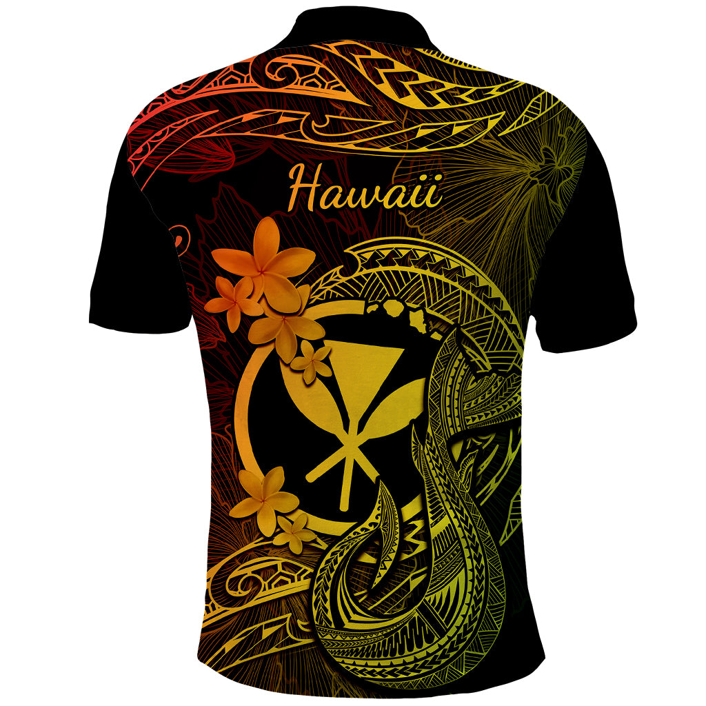 Hawaii Polo Shirt Fish Hook Tattoo Mix Polynesian Plumeria Reggae Version - Wonder Print Shop