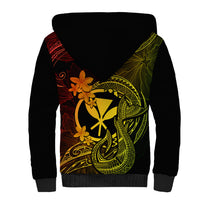 Hawaii Sherpa Hoodie Fish Hook Tattoo Mix Polynesian Plumeria Reggae Version - Wonder Print Shop