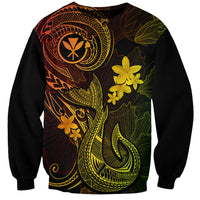 Hawaii Sweatshirt Fish Hook Tattoo Mix Polynesian Plumeria Reggae Version - Wonder Print Shop