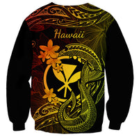 Hawaii Sweatshirt Fish Hook Tattoo Mix Polynesian Plumeria Reggae Version - Wonder Print Shop