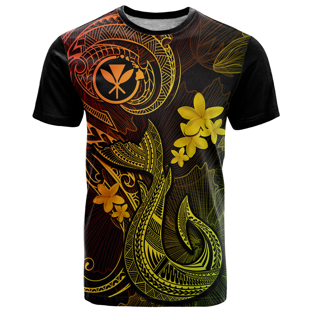 Hawaii T Shirt Fish Hook Tattoo Mix Polynesian Plumeria Reggae Version - Wonder Print Shop