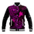 Hawaii Baseball Jacket Fish Hook Tattoo Mix Polynesian Plumeria Pink Version - Wonder Print Shop