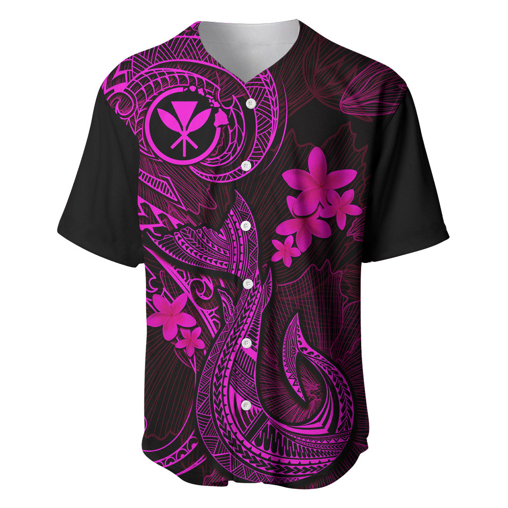 Hawaii Baseball Jersey Fish Hook Tattoo Mix Polynesian Plumeria Pink Version - Wonder Print Shop