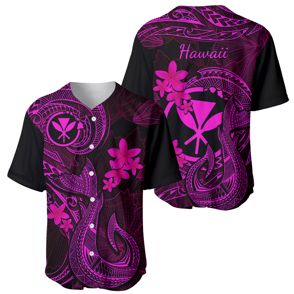 Hawaii Baseball Jersey Fish Hook Tattoo Mix Polynesian Plumeria Pink Version - Wonder Print Shop