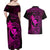 Hawaii Couples Matching Off Shoulder Maxi Dress and Hawaiian Shirt Fish Hook Tattoo Mix Polynesian Plumeria Pink Version - Wonder Print Shop