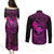 Hawaii Couples Matching Puletasi Dress and Long Sleeve Button Shirts Fish Hook Tattoo Mix Polynesian Plumeria Pink Version - Wonder Print Shop