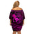 Hawaii Family Matching Off Shoulder Short Dress and Hawaiian Shirt Fish Hook Tattoo Mix Polynesian Plumeria Pink Version - Wonder Print Shop