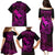 Hawaii Family Matching Puletasi Dress and Hawaiian Shirt Fish Hook Tattoo Mix Polynesian Plumeria Pink Version - Wonder Print Shop