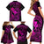 Hawaii Family Matching Short Sleeve Bodycon Dress and Hawaiian Shirt Fish Hook Tattoo Mix Polynesian Plumeria Pink Version - Wonder Print Shop