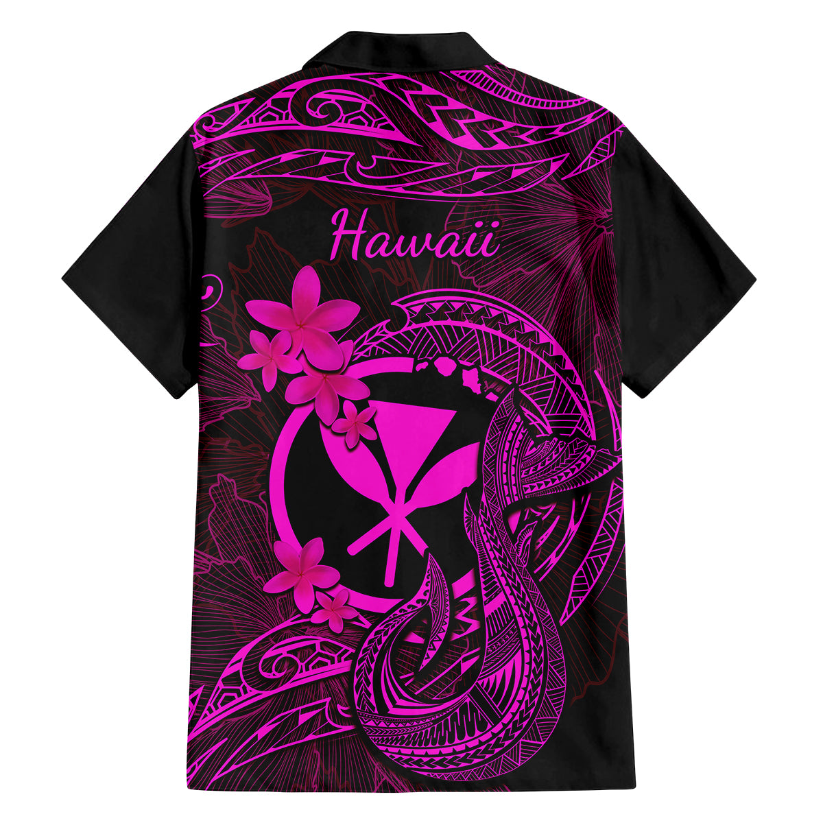 Hawaii Family Matching Tank Maxi Dress and Hawaiian Shirt Fish Hook Tattoo Mix Polynesian Plumeria Pink Version - Wonder Print Shop