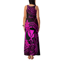 Hawaii Family Matching Tank Maxi Dress and Hawaiian Shirt Fish Hook Tattoo Mix Polynesian Plumeria Pink Version - Wonder Print Shop