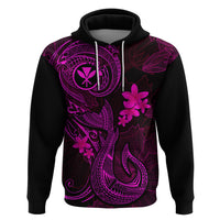 Hawaii Hoodie Fish Hook Tattoo Mix Polynesian Plumeria Pink Version - Wonder Print Shop