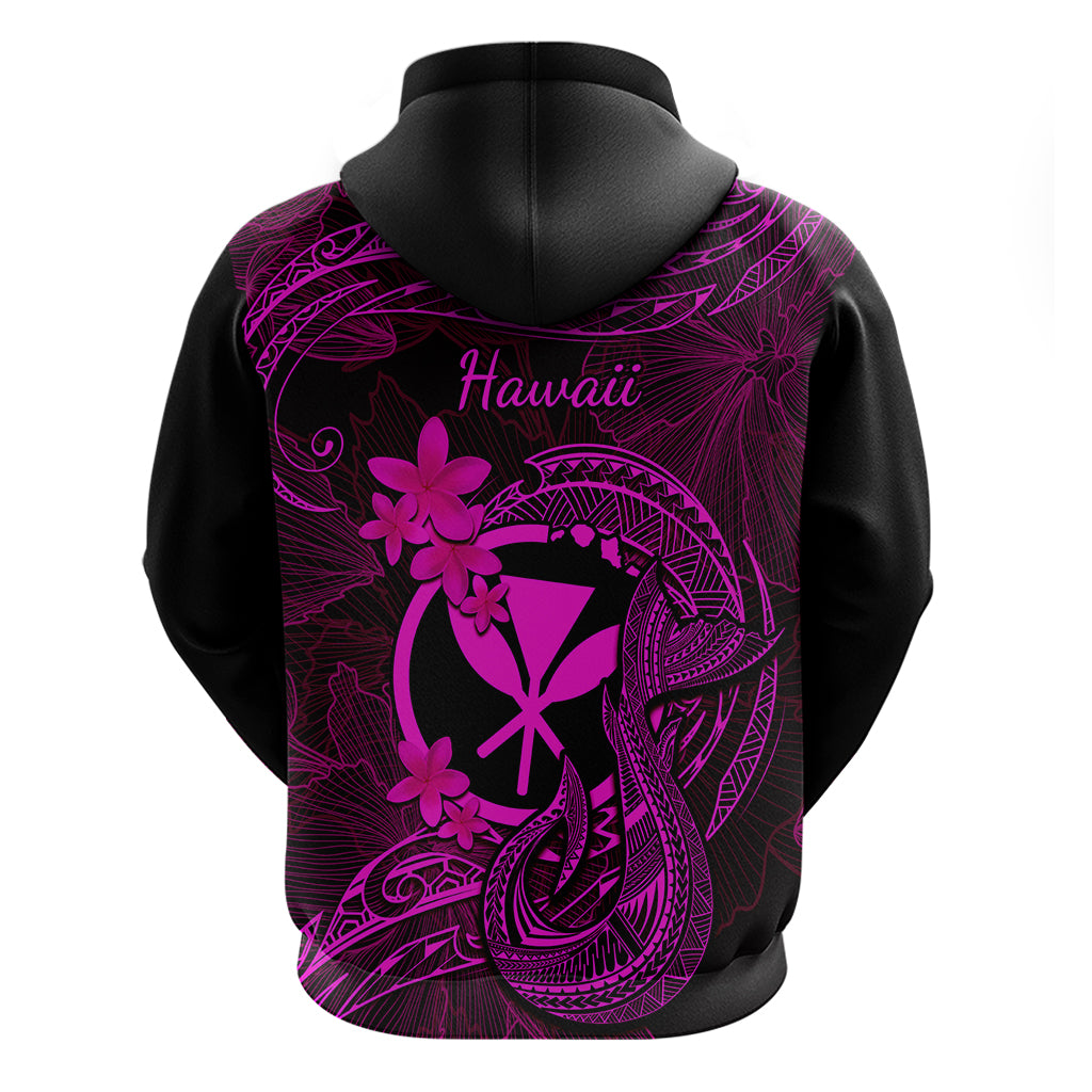 Hawaii Hoodie Fish Hook Tattoo Mix Polynesian Plumeria Pink Version - Wonder Print Shop