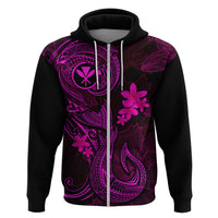 Hawaii Hoodie Fish Hook Tattoo Mix Polynesian Plumeria Pink Version - Wonder Print Shop