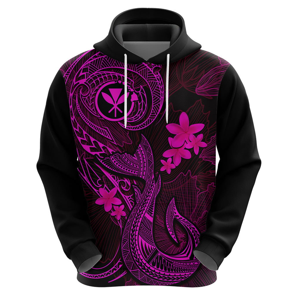 Hawaii Hoodie Fish Hook Tattoo Mix Polynesian Plumeria Pink Version - Wonder Print Shop