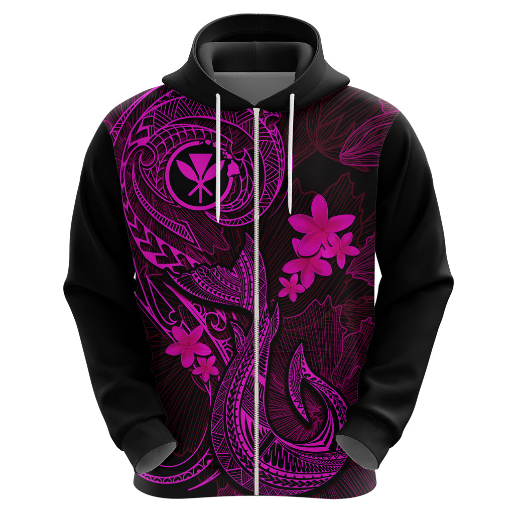 Hawaii Hoodie Fish Hook Tattoo Mix Polynesian Plumeria Pink Version - Wonder Print Shop
