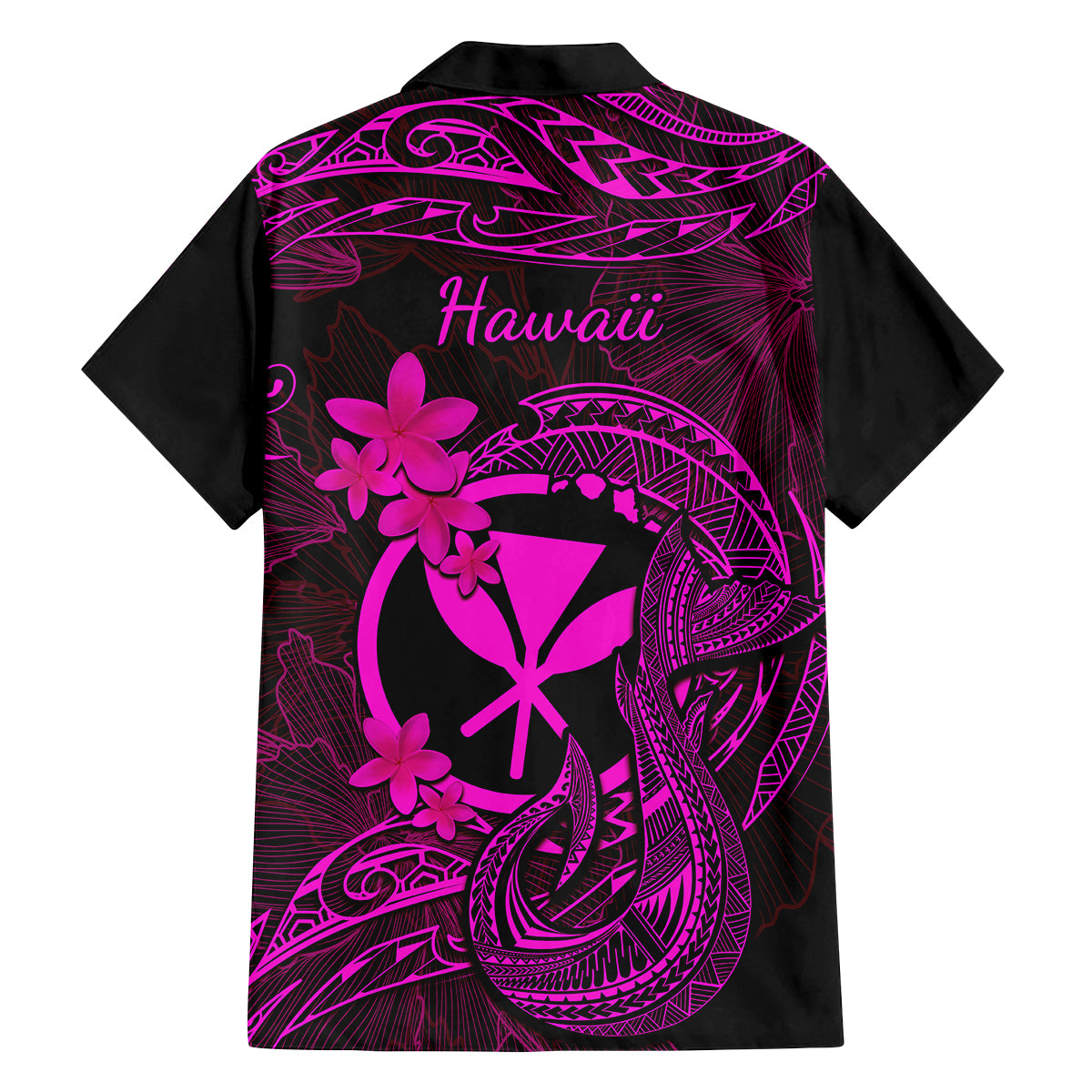 Hawaii Kid Hawaiian Shirt Fish Hook Tattoo Mix Polynesian Plumeria Pink Version - Wonder Print Shop
