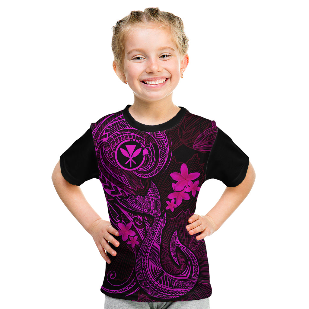 Hawaii Kid T Shirt Fish Hook Tattoo Mix Polynesian Plumeria Pink Version - Wonder Print Shop