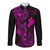 Hawaii Long Sleeve Button Shirt Fish Hook Tattoo Mix Polynesian Plumeria Pink Version - Wonder Print Shop