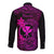 Hawaii Long Sleeve Button Shirt Fish Hook Tattoo Mix Polynesian Plumeria Pink Version - Wonder Print Shop