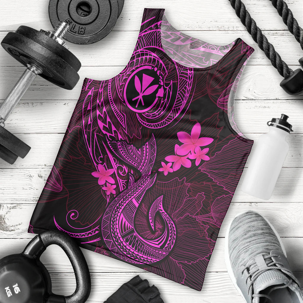 hawaii-men-tank-top-fish-hook-tattoo-mix-polynesian-plumeria-pink-version