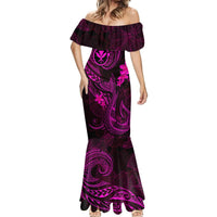 Hawaii Mermaid Dress Fish Hook Tattoo Mix Polynesian Plumeria Pink Version - Wonder Print Shop