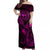 Hawaii Off Shoulder Maxi Dress Fish Hook Tattoo Mix Polynesian Plumeria Pink Version - Wonder Print Shop