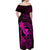 Hawaii Off Shoulder Maxi Dress Fish Hook Tattoo Mix Polynesian Plumeria Pink Version - Wonder Print Shop