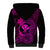 Hawaii Sherpa Hoodie Fish Hook Tattoo Mix Polynesian Plumeria Pink Version - Wonder Print Shop