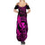 Hawaii Summer Maxi Dress Fish Hook Tattoo Mix Polynesian Plumeria Pink Version - Wonder Print Shop