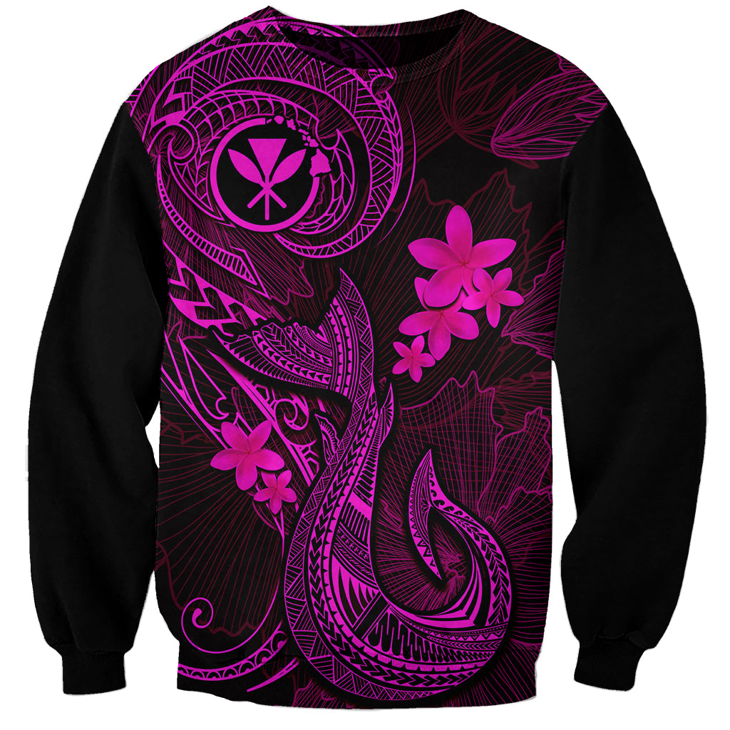Hawaii Sweatshirt Fish Hook Tattoo Mix Polynesian Plumeria Pink Version - Wonder Print Shop