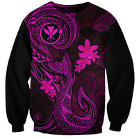 Hawaii Sweatshirt Fish Hook Tattoo Mix Polynesian Plumeria Pink Version - Wonder Print Shop