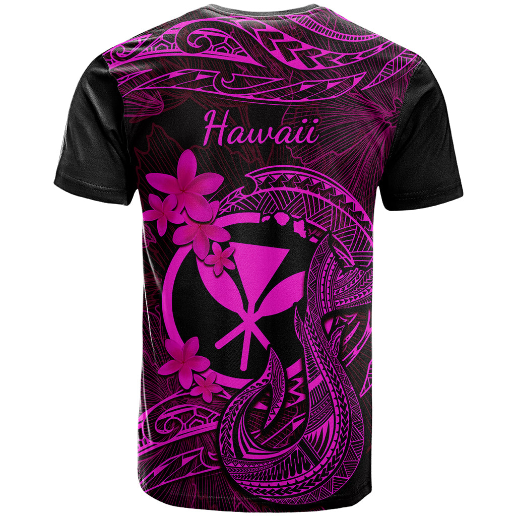 Hawaii T Shirt Fish Hook Tattoo Mix Polynesian Plumeria Pink Version - Wonder Print Shop