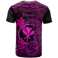 Hawaii T Shirt Fish Hook Tattoo Mix Polynesian Plumeria Pink Version - Wonder Print Shop