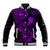 Hawaii Baseball Jacket Fish Hook Tattoo Mix Polynesian Plumeria Purple Version - Wonder Print Shop