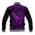Hawaii Baseball Jacket Fish Hook Tattoo Mix Polynesian Plumeria Purple Version - Wonder Print Shop